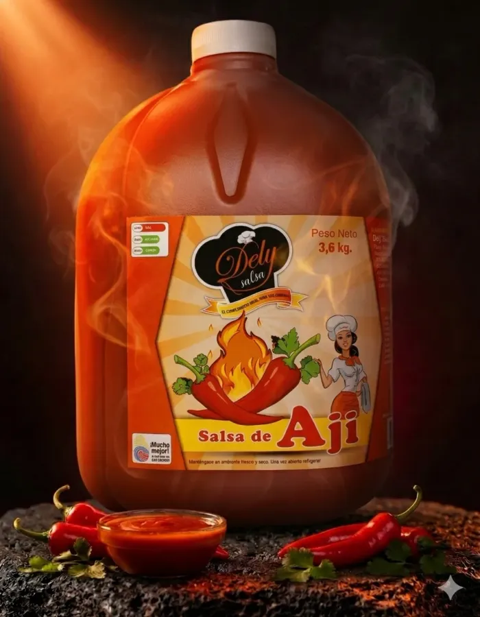 Botella de salsa de ají Dely Salsa